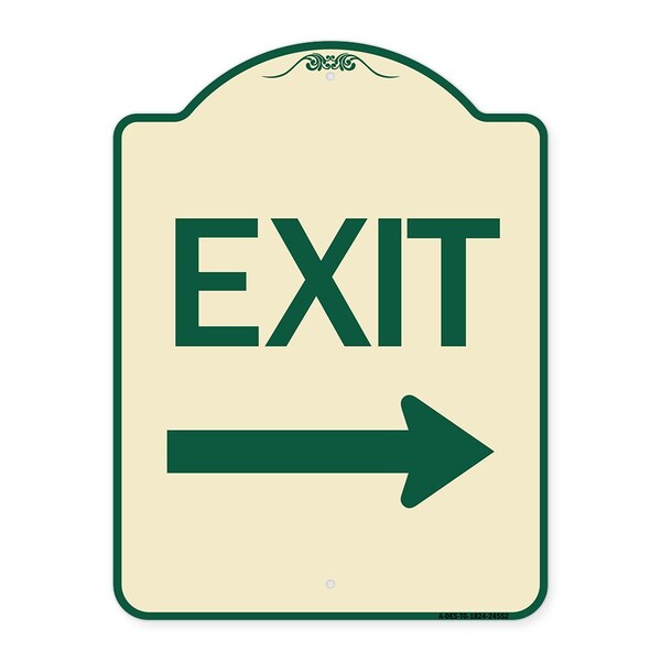 Exit with Right Arrow Heavy-Gauge Aluminum Architectural Sign, 24" H, 18" L, TG-1824-24552